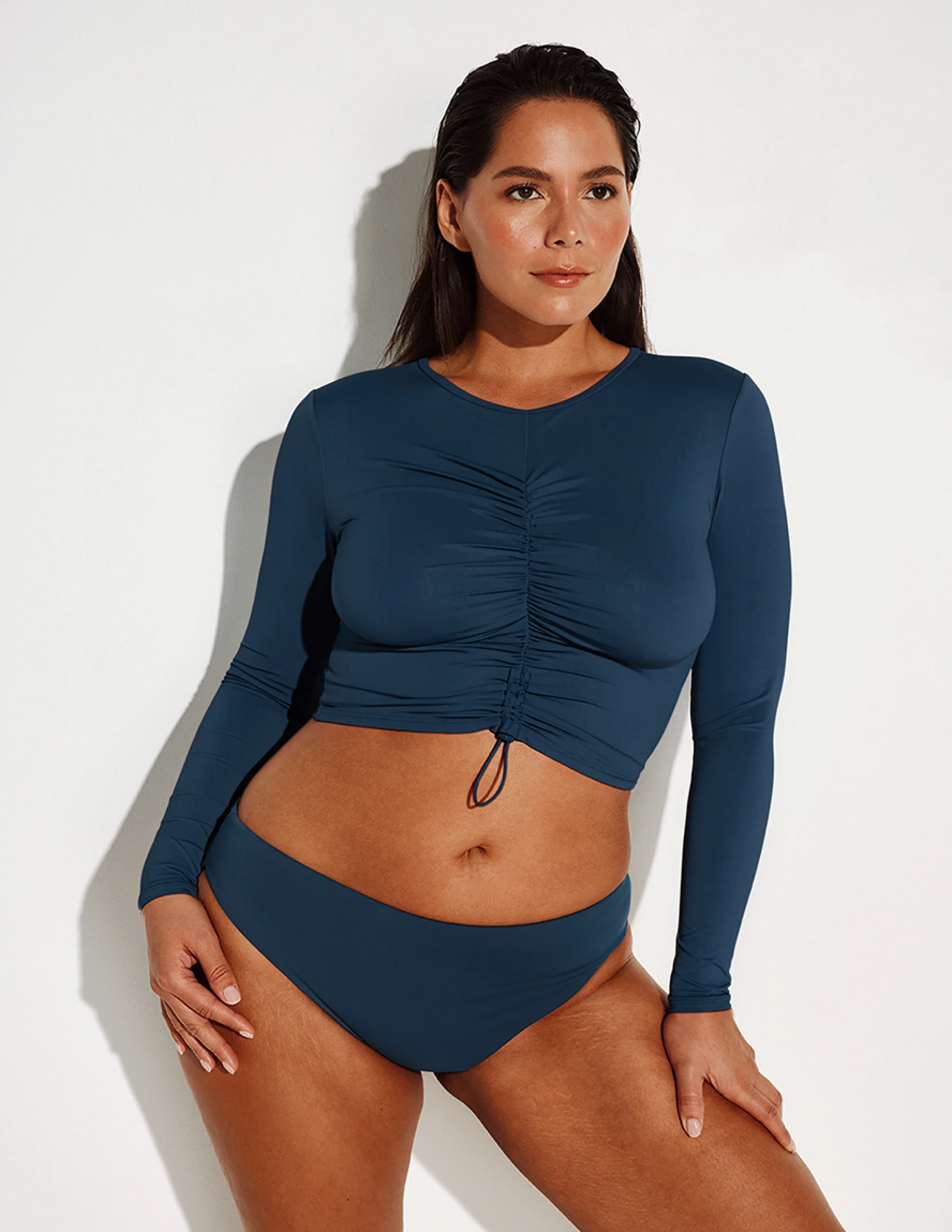 Ruched Long Sleeve Swim Top - Image 18