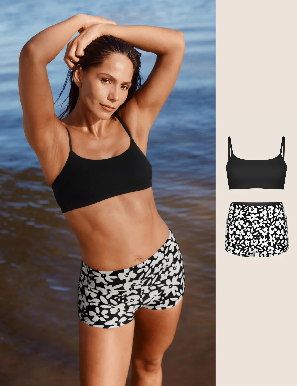 Square Neck Bikini & Swim Short Set